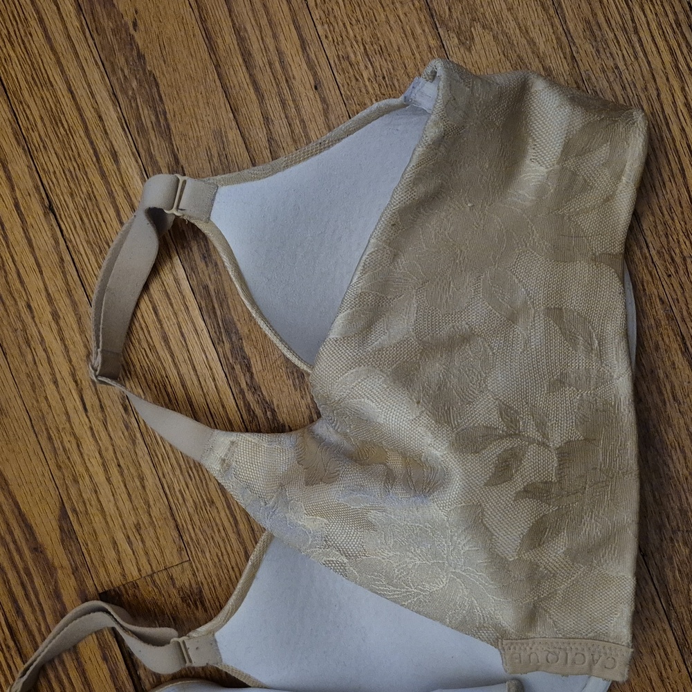 Cacique Lightly Lined Full Coverage Floral Bra Sz 40C Taupe Tan Lane Bryant Wide - Picture 6 of 8